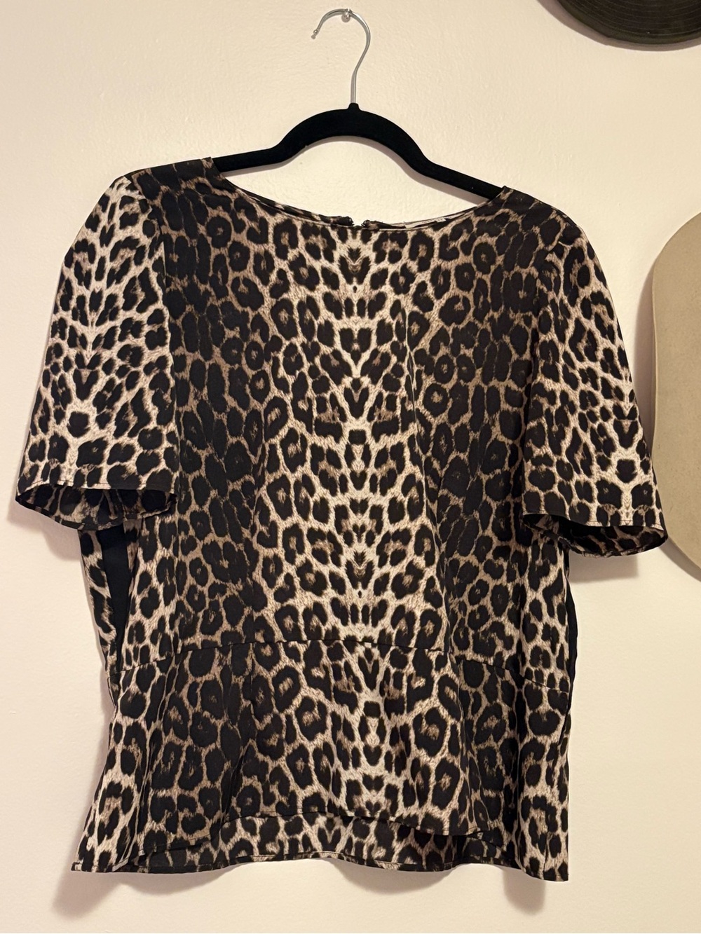 Gerard Darel Leopard Print Short Sleeve Blouse